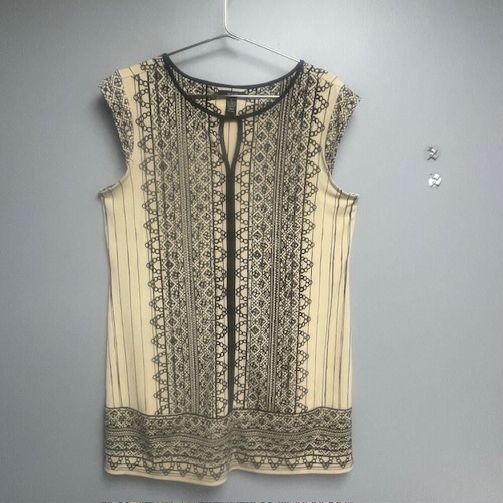 Alfani A Line black/tan A Line with Key Hole Women's Shift Dress - Size L